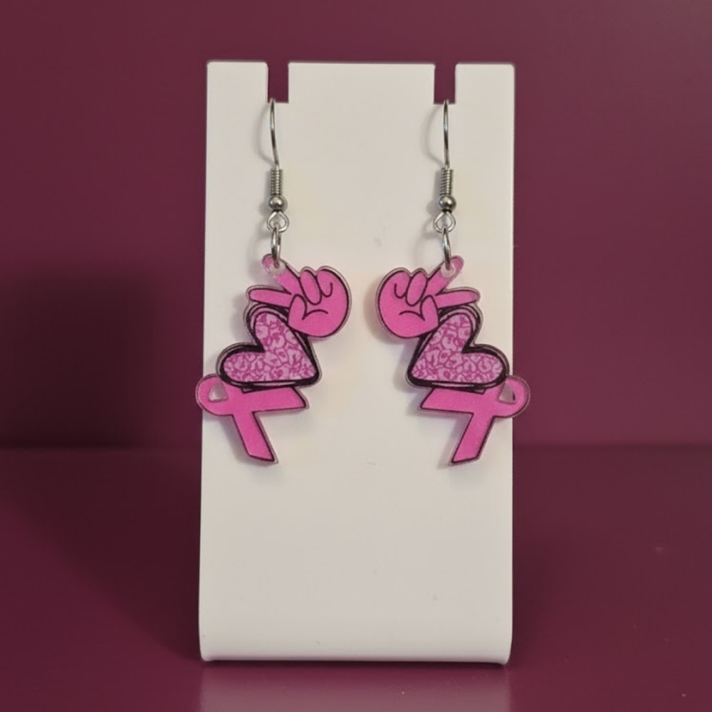 NWT Peace Love And Save The Tatas Earrings